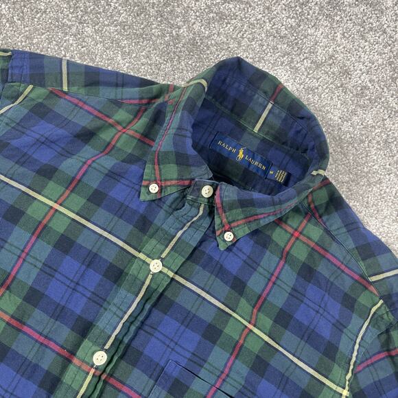 Ralph Lauren Flannel Shirt Mens Medium Button Down Tartan Plaid Cotton Pony - Picture 1 of 14